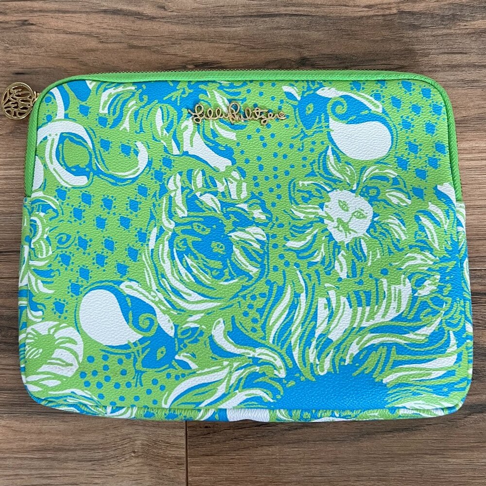 Lilly Pulitzer Leather Roar of the Jungle Limeade Tablet Clutch Bag